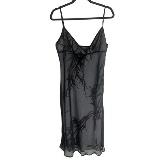 BCBG Max Azria Women's 12 Black Sheer Slip Dress Spaghetti Strap Made in USA - Picture 4 of 12